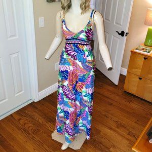 Trina Turk Paradise Plume Maxi Dress Swim Coverup Size S Small EXC